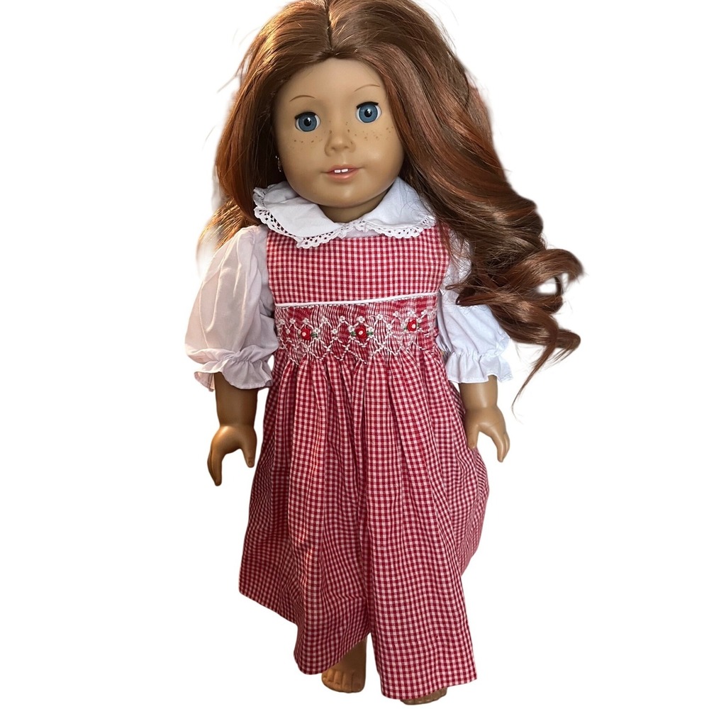 Rosalina 18 Inch Doll Outfit Red Gingham Smocked Dress White Blouse Socks Set